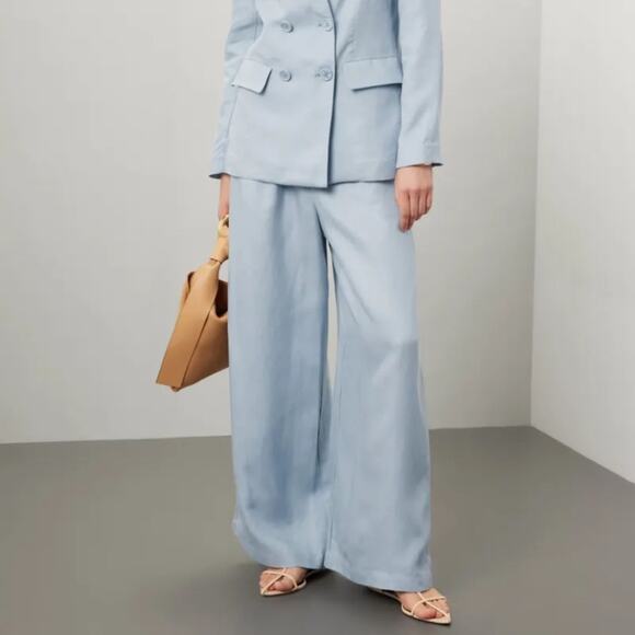 Rosetta Getty Pants - Rosetta Getty Blue Wide Leg Trousers Size 12